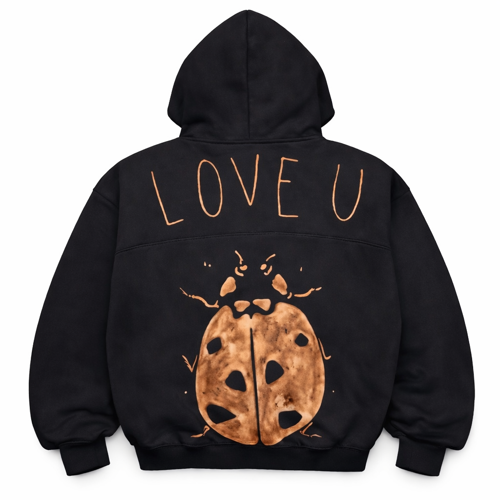 Hand-Bleached Black Hoodie