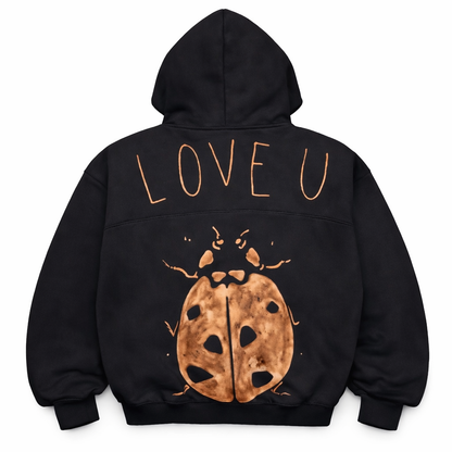 Hand-Bleached Black Hoodie