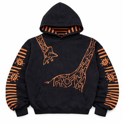 Hand-Bleached Black Hoodie