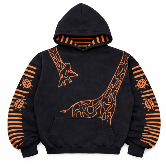 Hand-Bleached Black Hoodie